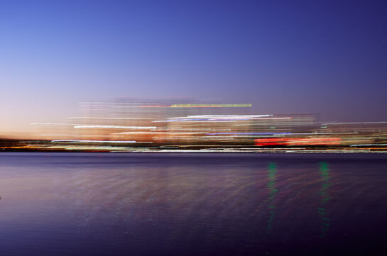 Perth skyline at night slow speed camera movement